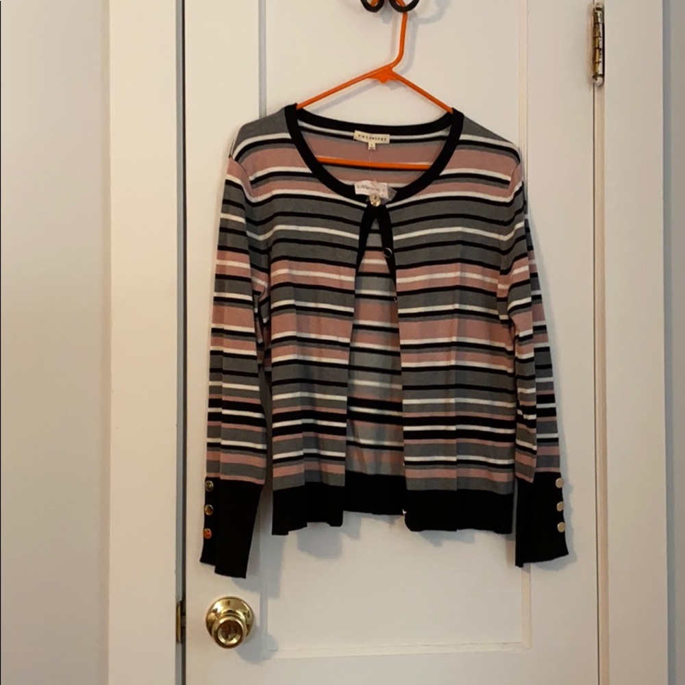 Pink gray black cardigan